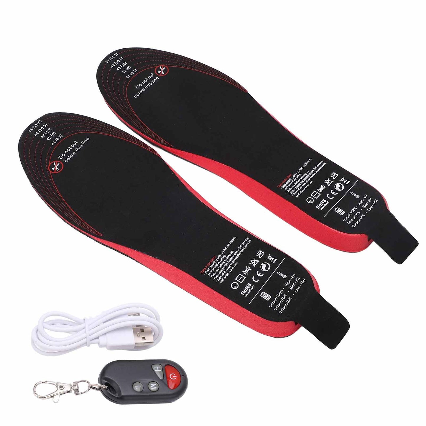Heated Insoles DIY Cuttable Smart Remote Control USB Rechargeable Electric Heating Insoles for Men Women V1294-YM3113220238312-0421