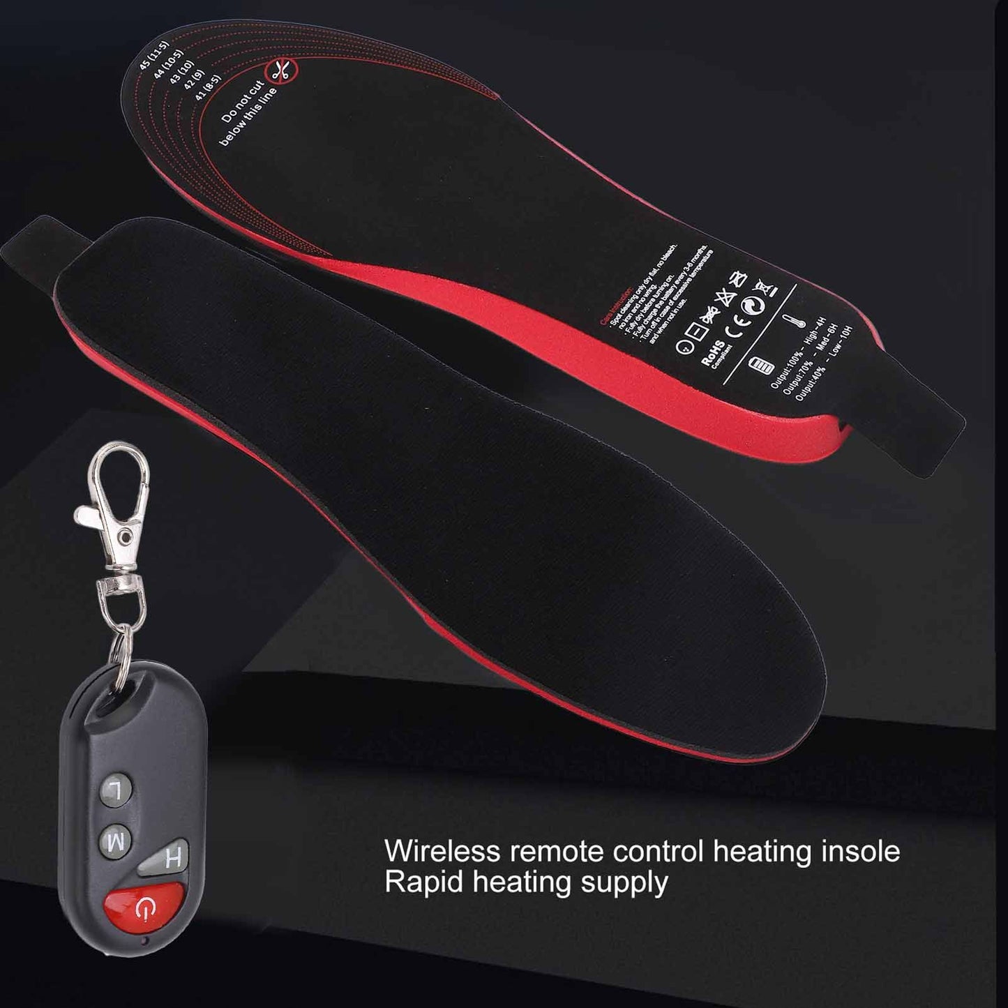 Heated Insoles DIY Cuttable Smart Remote Control USB Rechargeable Electric Heating Insoles for Men Women V1294-YM3113220238312-0421