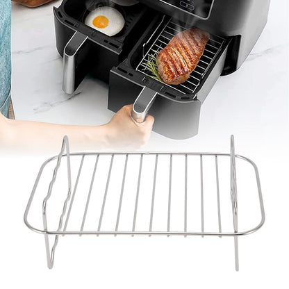 Fryer Rack Stainless Steel Rectangle Double Layer Fryer Accessory for NINJA FOOD 8QT Dual Basket Fryer V1294-YM3113220239011-0421