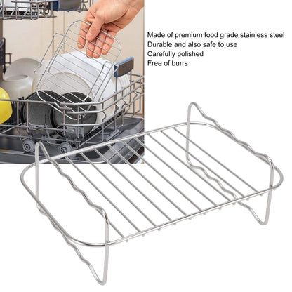 Fryer Rack Stainless Steel Rectangle Double Layer Fryer Accessory for NINJA FOOD 8QT Dual Basket Fryer V1294-YM3113220239011-0421