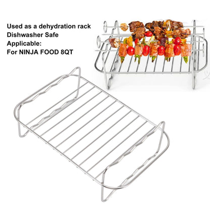 Fryer Rack Stainless Steel Rectangle Double Layer Fryer Accessory for NINJA FOOD 8QT Dual Basket Fryer V1294-YM3113220239011-0421