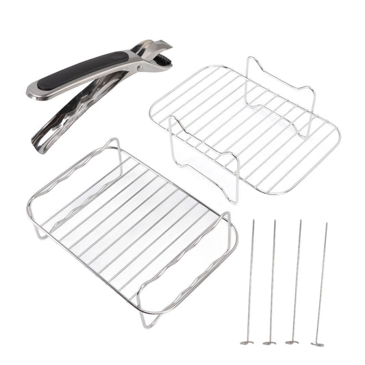 Fryer Rack Stainless Steel Skewer Rack Fryer Steaming Rack with Anti Scalding Clip Skewer for NINJA FOOD 8QT V1294-YM3113220239111-0421