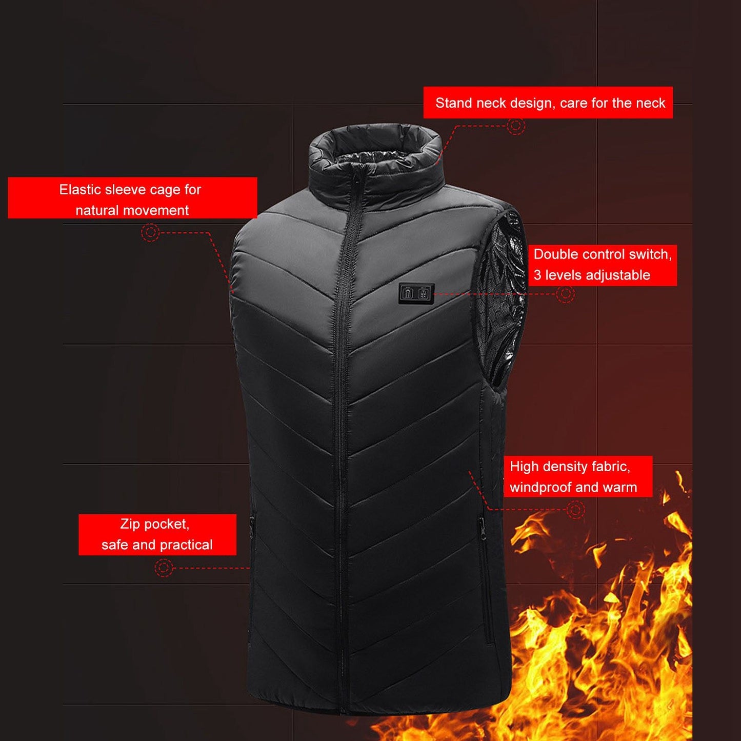 Smart Heated Vest USB Powered 3 Level Temperature Control Intelligent Electric Heating Vest 5V XL V1294-YM3113220240911-0421
