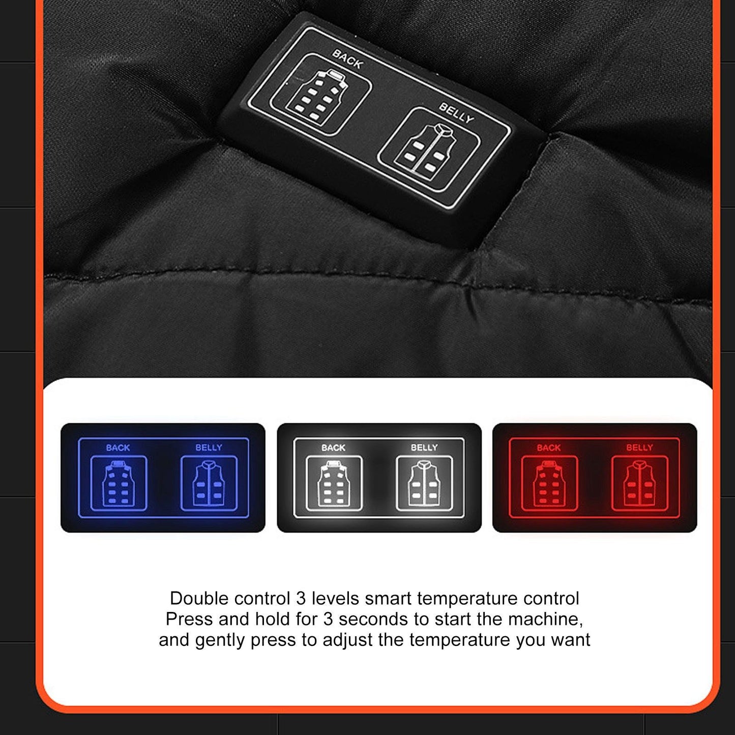 Smart Heated Vest USB Powered 3 Level Temperature Control Intelligent Electric Heating Vest 5V XL V1294-YM3113220240911-0421