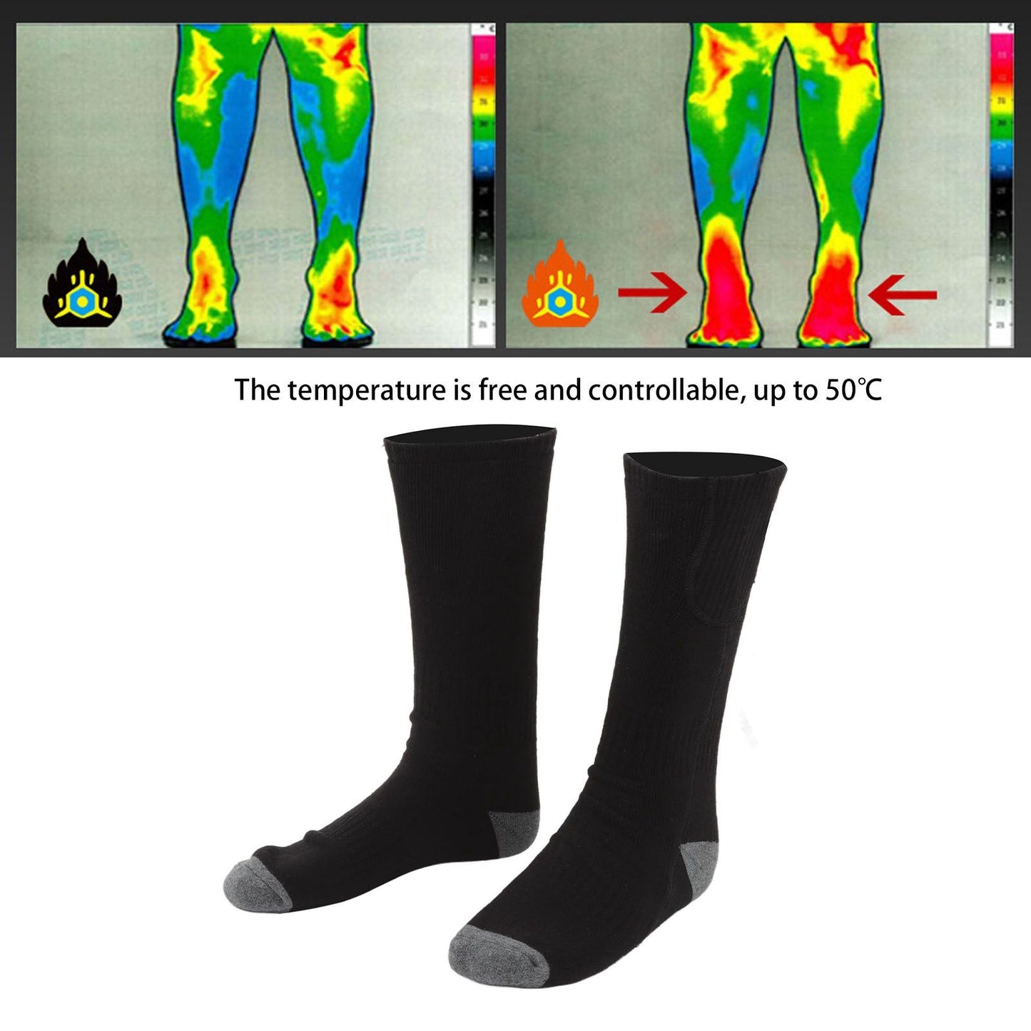 Smart Heating Socks Foot Thermal Electric Heated Stockings Winter Cold Resistant Electric Socks Black V1294-YM3113220242111-0421
