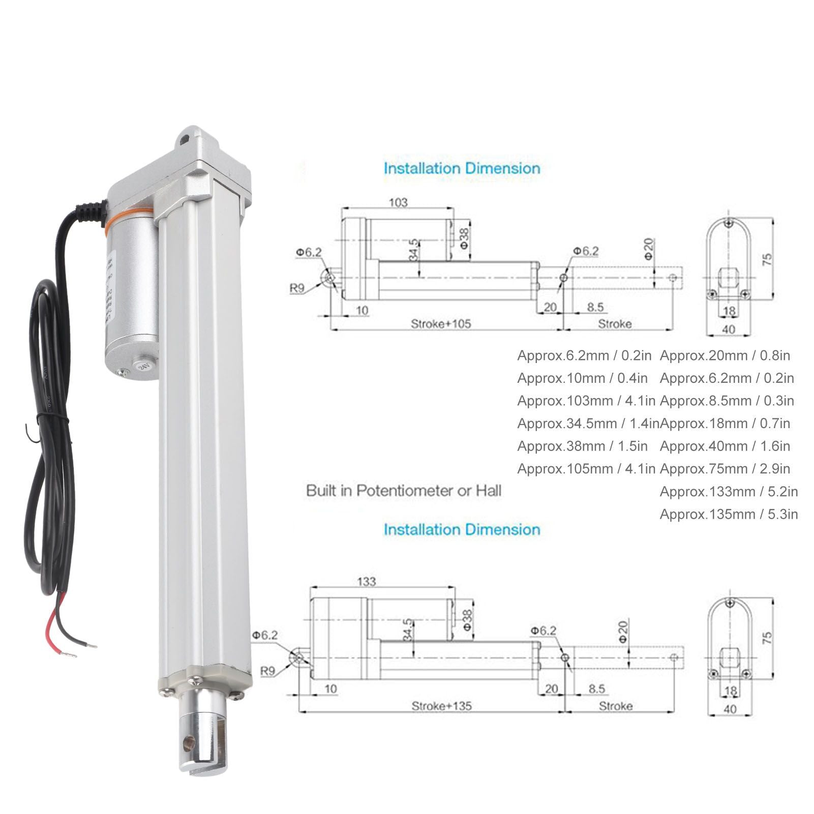 FY017 Linear Actuator Multifunctional Thrust DC Electric Linear Motor Telescopic Pole 200mm Stroke 24V V1294-YM3113220244811-0421