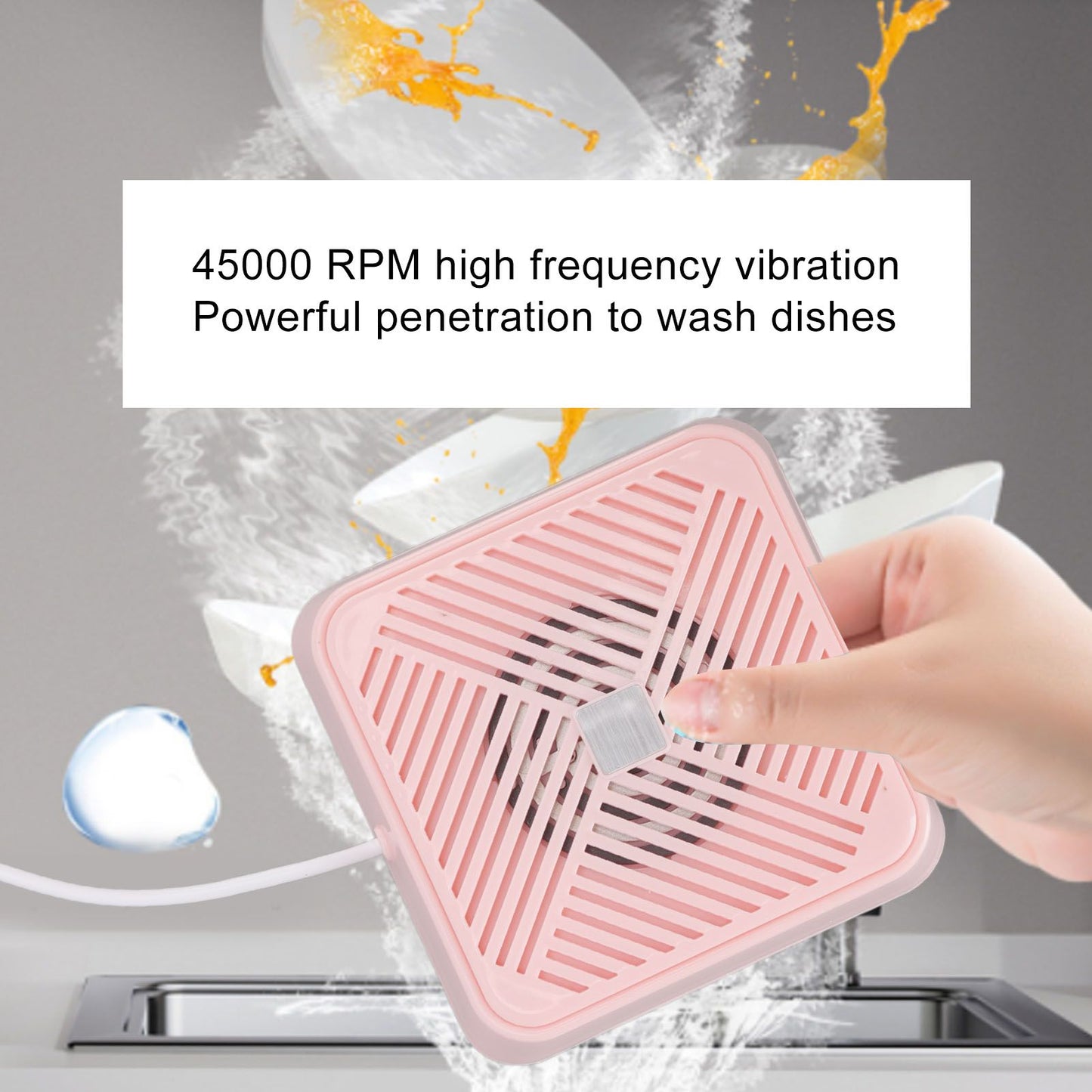 Mini Dishwasher Sound Vibration Electrolytic Water Purification IP67 Waterproof Portable USB Dishwasher Pink V1294-YM3113220244911-0421