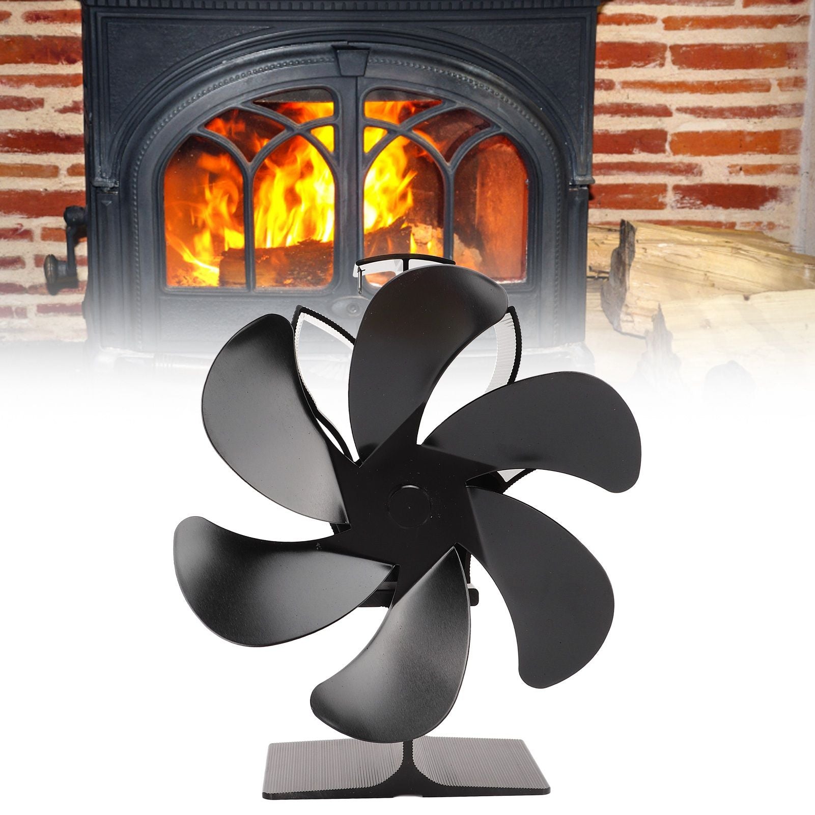 6 Blade Stove Eco Fan Black High Temperature Resistant Self Starting Energy Saving Heat Powered Fan for Home V1294-YM3113220250011-0421