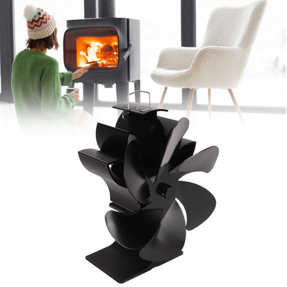 6 Blade Stove Eco Fan Black High Temperature Resistant Self Starting Energy Saving Heat Powered Fan for Home V1294-YM3113220250011-0421