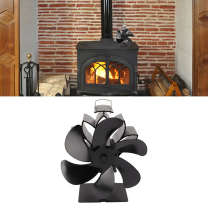 6 Blade Stove Eco Fan Black High Temperature Resistant Self Starting Energy Saving Heat Powered Fan for Home V1294-YM3113220250011-0421