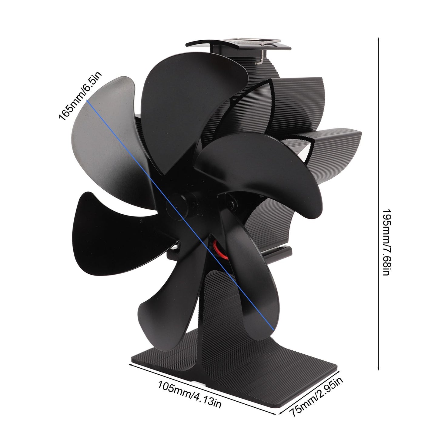 6 Blade Stove Eco Fan Black High Temperature Resistant Self Starting Energy Saving Heat Powered Fan for Home V1294-YM3113220250011-0421
