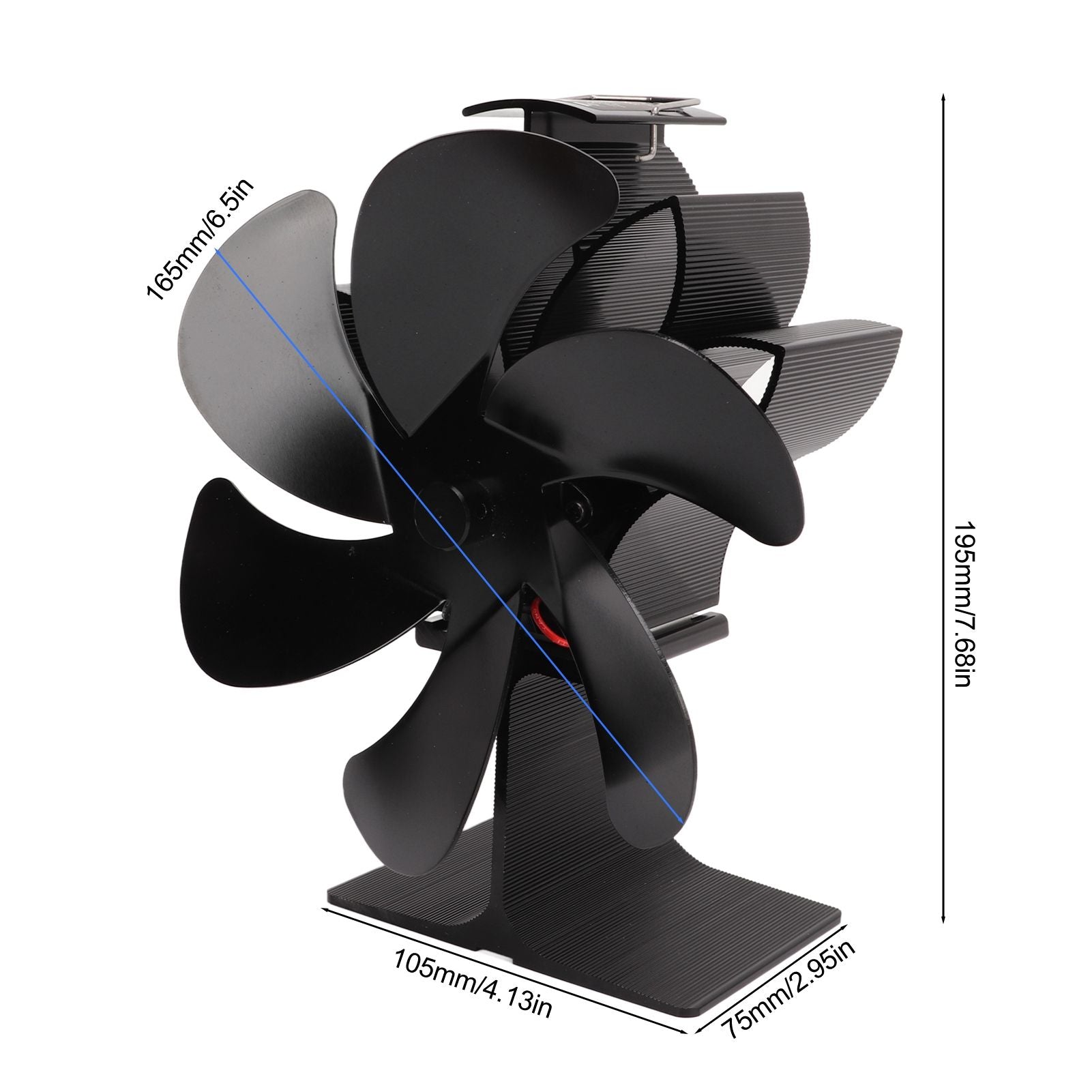 6 Blade Stove Eco Fan Black High Temperature Resistant Self Starting Energy Saving Heat Powered Fan for Home V1294-YM3113220250011-0421