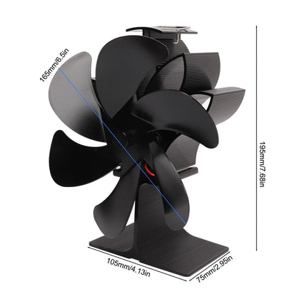 6 Blade Stove Eco Fan Black High Temperature Resistant Self Starting Energy Saving Heat Powered Fan for Home V1294-YM3113220250011-0421