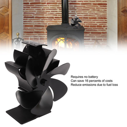 6 Blade Stove Eco Fan Black High Temperature Resistant Self Starting Energy Saving Heat Powered Fan for Home V1294-YM3113220250011-0421