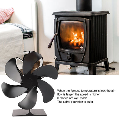 6 Blade Stove Eco Fan Black High Temperature Resistant Self Starting Energy Saving Heat Powered Fan for Home V1294-YM3113220250011-0421