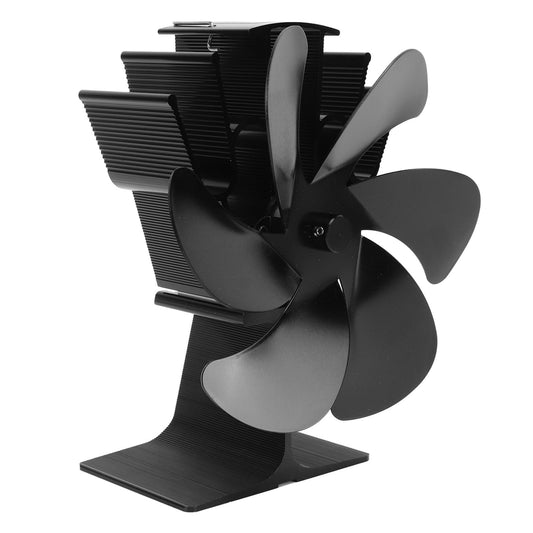 6 Blades Heat Powered Stove Fan Self Starting High Temperature Resistant Fireplace Fan LT385 4 Black 165mm V1294-YM3113220250411-0421