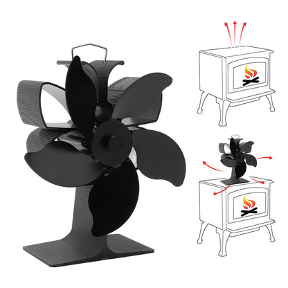 Heat Powered Fireplace Fan Black Stove Fan 5 Blades Thermal Power High Temperature Proof Eco Friendly Energy V1294-YM3113220250611-0421