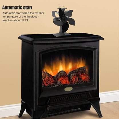 Heat Powered Fireplace Fan Black Stove Fan 5 Blades Thermal Power High Temperature Proof Eco Friendly Energy V1294-YM3113220250611-0421