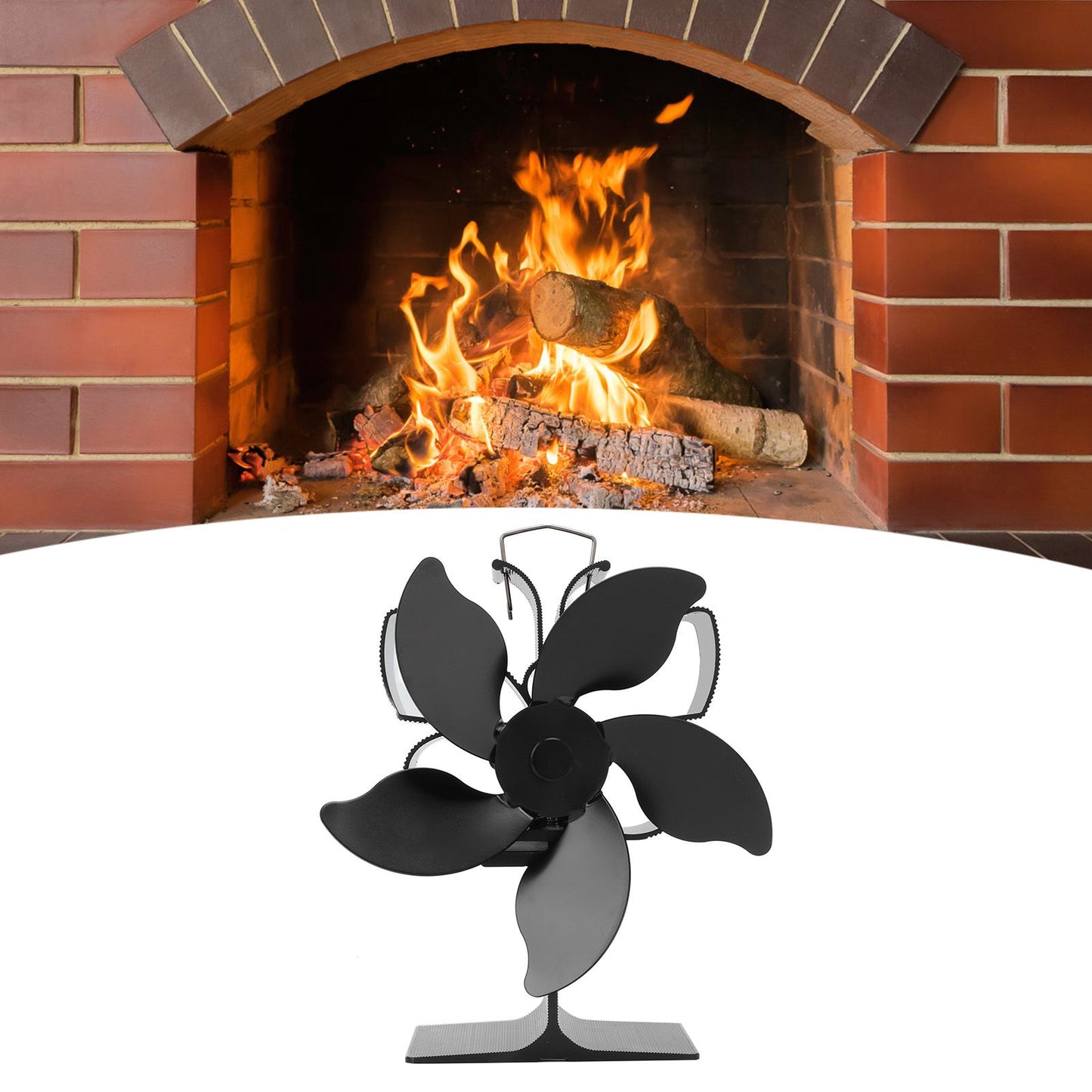 Heat Powered Fireplace Fan Black Stove Fan 5 Blades Thermal Power High Temperature Proof Eco Friendly Energy V1294-YM3113220250611-0421