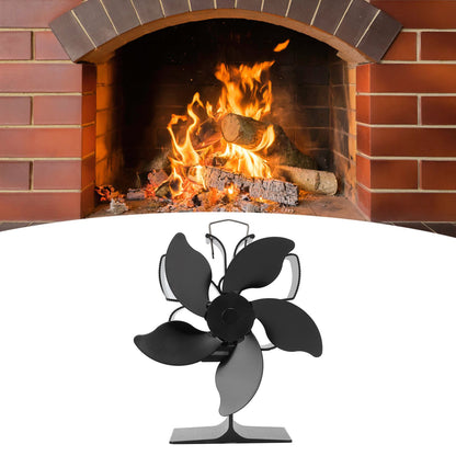 Heat Powered Fireplace Fan Black Stove Fan 5 Blades Thermal Power High Temperature Proof Eco Friendly Energy V1294-YM3113220250611-0421