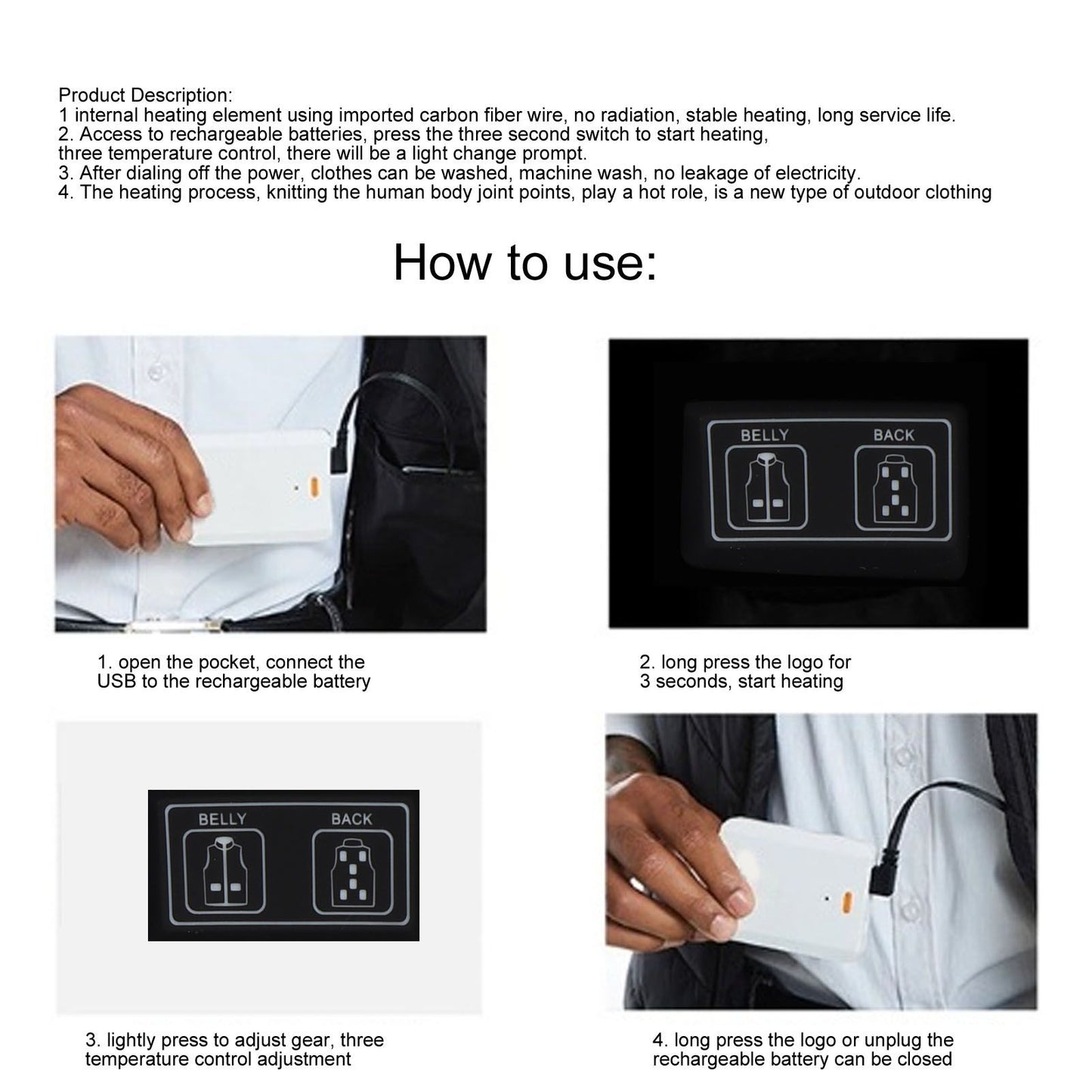 Heated Vest 9 Zones 3 Heating Level Washable USB Heated Jacket for Men Women Winter XL V1294-YM3113220251113-0421