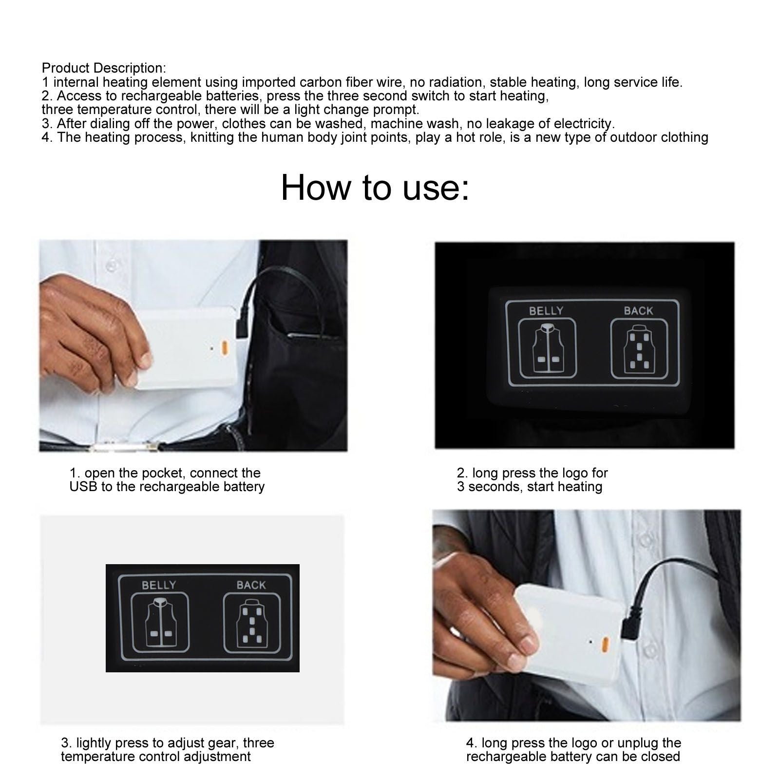Heated Vest 9 Zones 3 Heating Level Washable USB Heated Jacket for Men Women Winter XL V1294-YM3113220251113-0421