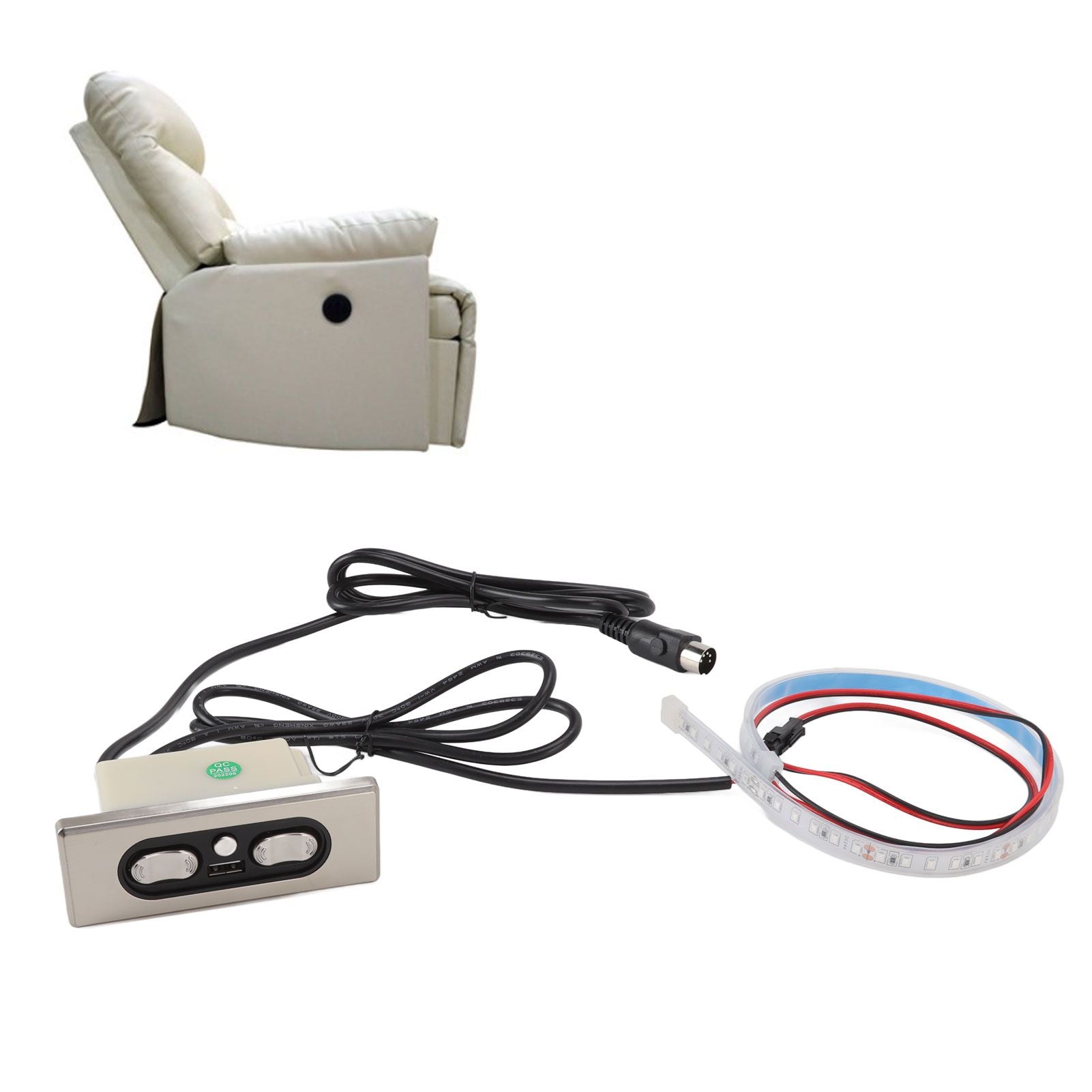 Electric Sofa Controller 5A 3 Buttons 5 Pin Straight Head USB Charging Port Lift Chairs Switch with LED Strip V1294-YM3113220251711-0421