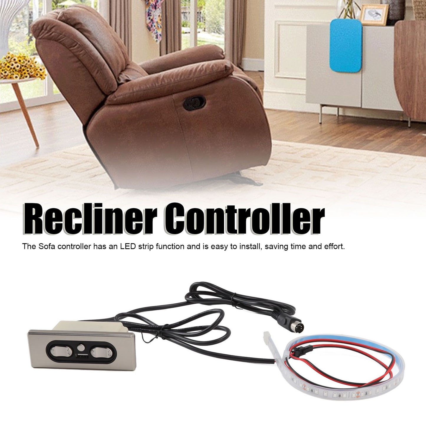Electric Sofa Controller 5A 3 Buttons 5 Pin Straight Head USB Charging Port Lift Chairs Switch with LED Strip V1294-YM3113220251711-0421