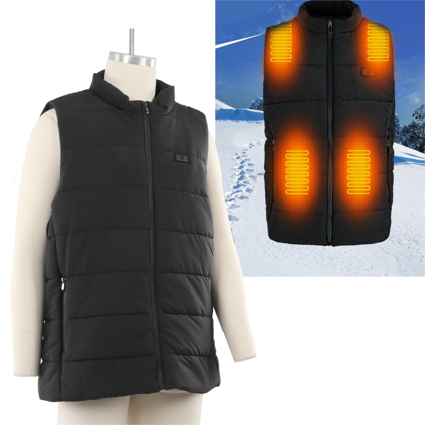 USB Heating Down Vest Dual Control Smart Electric Vest Men Women Winter Thermal Heated Vest M V1294-YM3113220255211-0421