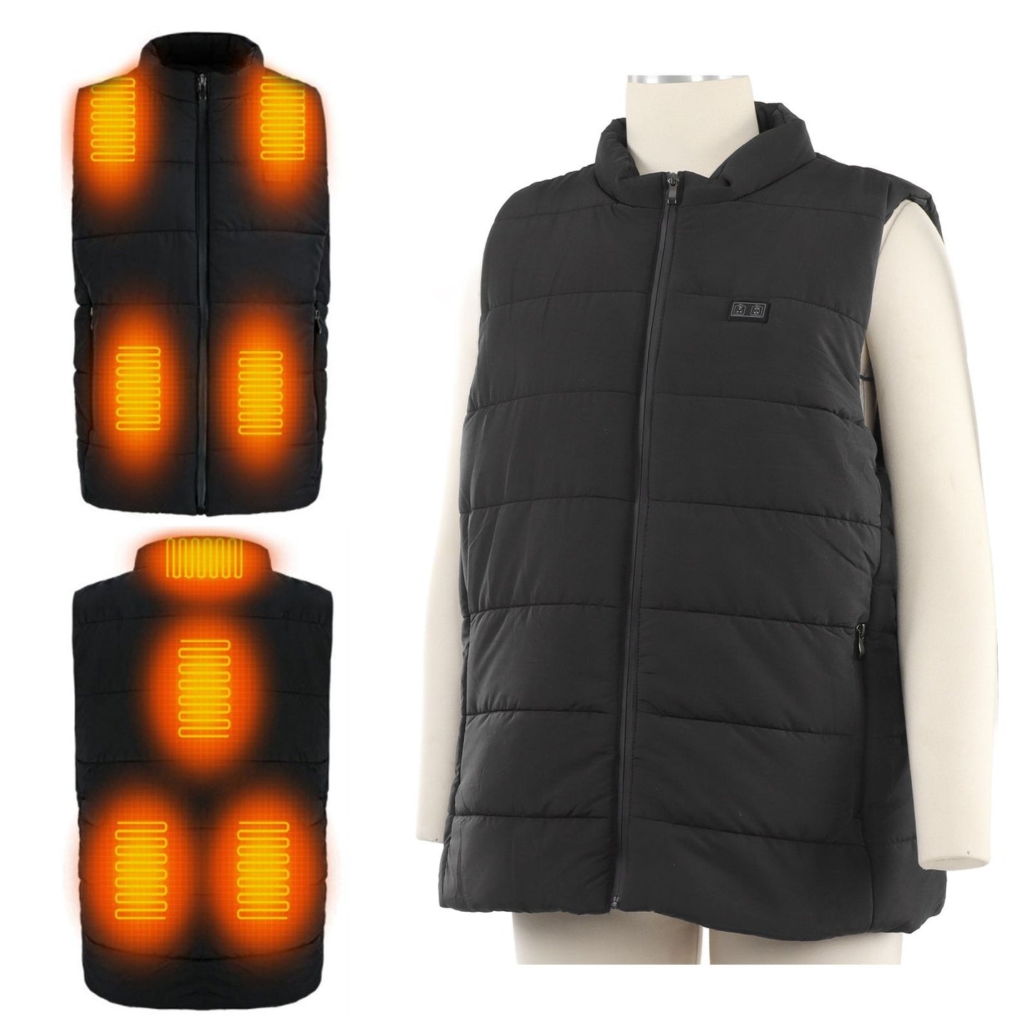 USB Heating Down Vest Dual Control Smart Electric Vest Men Women Winter Thermal Heated Vest M V1294-YM3113220255211-0421