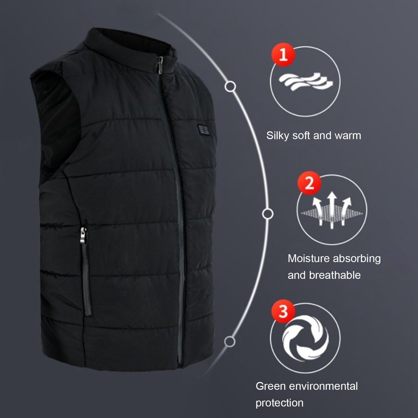 USB Heating Down Vest Dual Control Smart Electric Vest Men Women Winter Thermal Heated Vest M V1294-YM3113220255211-0421