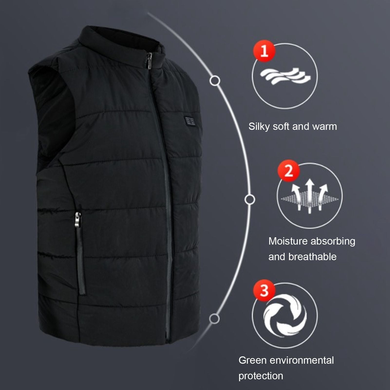USB Heating Down Vest Dual Control Smart Electric Vest Men Women Winter Thermal Heated Vest M V1294-YM3113220255211-0421