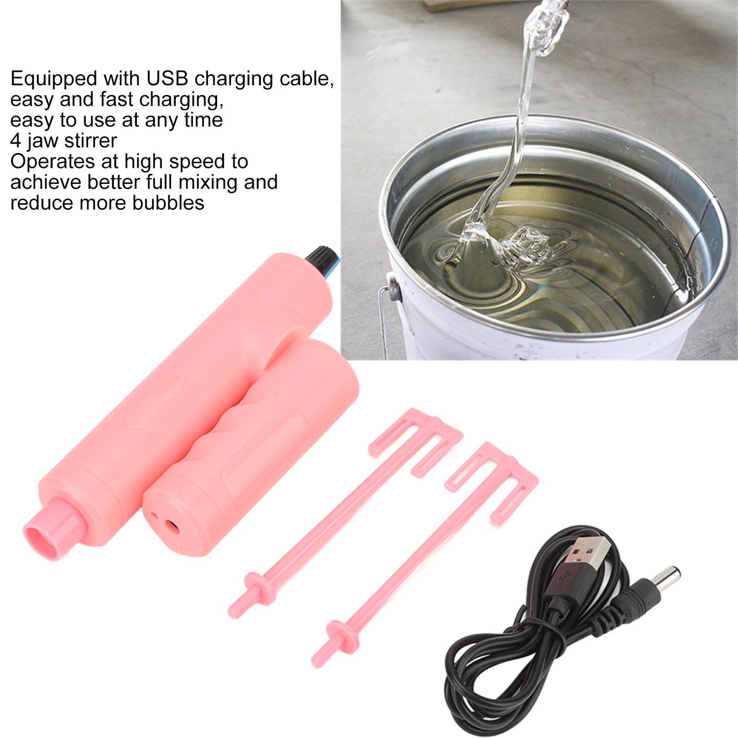 Handheld Electric Epoxy Resin Mixer Foldable Electric Epoxy Resin Stirrer for Mixing Paint Ceramics Glaze V1294-YM3113220257514-0421