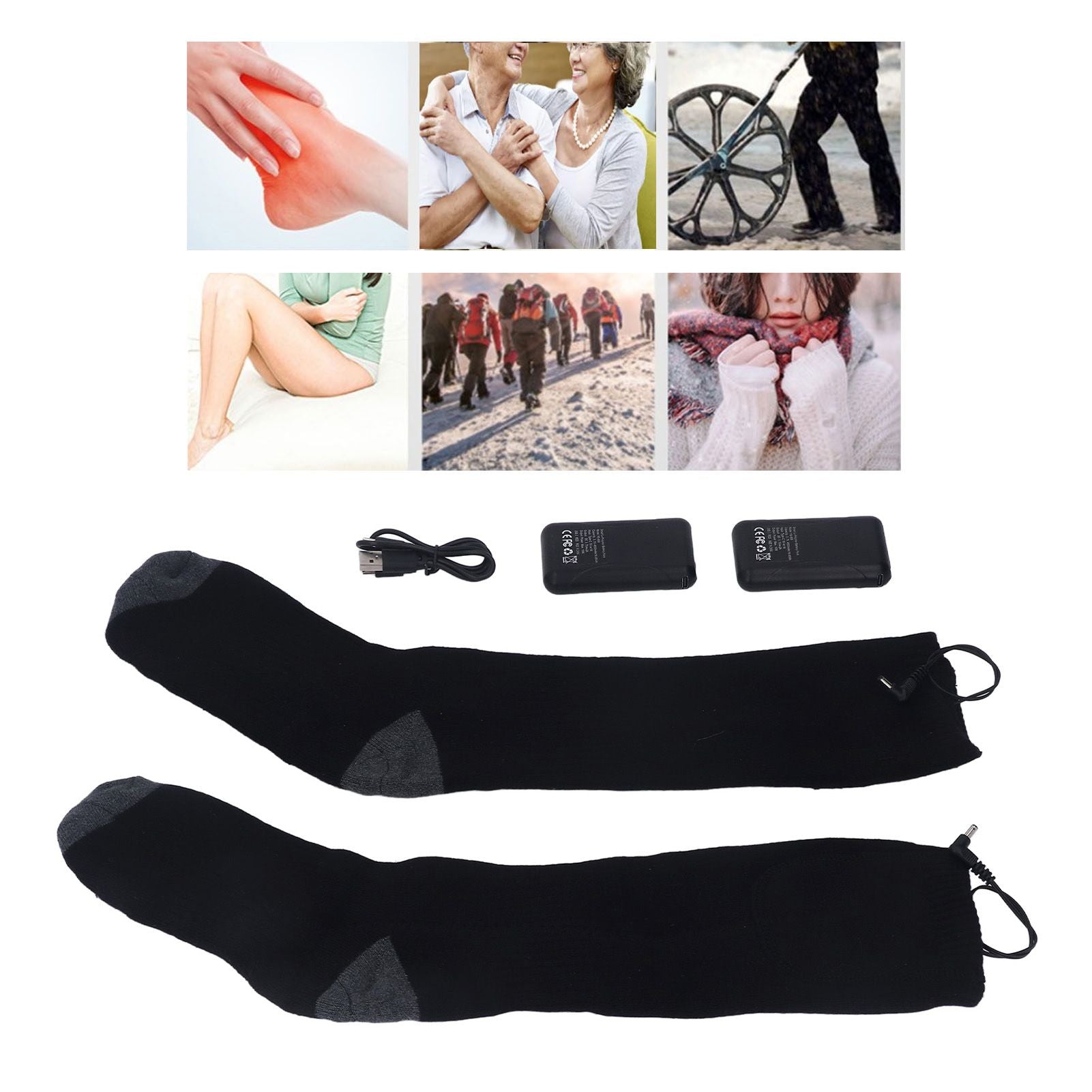 Heated Socks Warmer 3 Heating Level USB Charging Comfortable Washable for Men Women V1294-YM3113220259211-0421