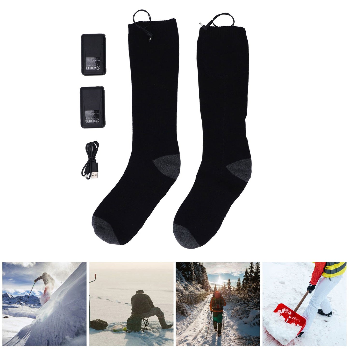 Heated Socks Warmer 3 Heating Level USB Charging Comfortable Washable for Men Women V1294-YM3113220259211-0421