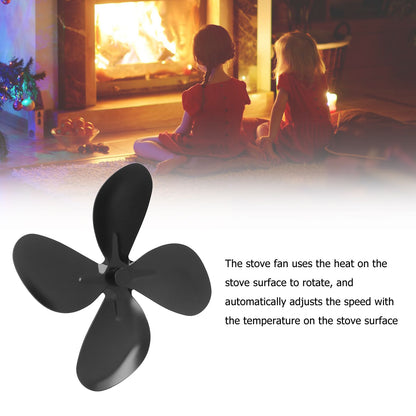 Stove Fan Blade Replacement Aluminum Alloy Fireplace Fan 4 Blades with Hex Wrench Screw Black V1294-YM3113220261911-0421