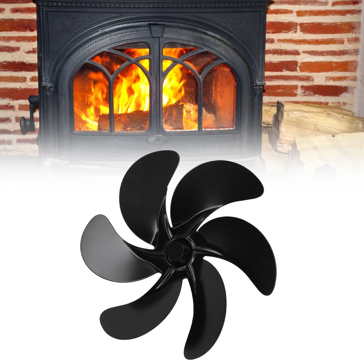 6 Blades Fireplace Fan Blade Replacement Universal Aluminum Alloy Fan Blade Stove Fan Accessories V1294-YM3113220262011-0421