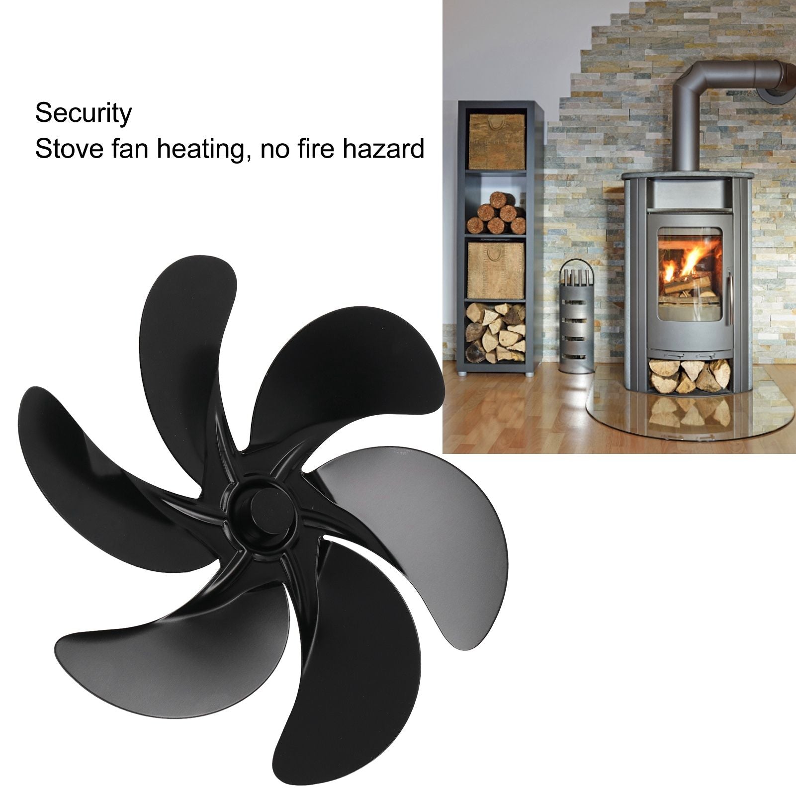 6 Blades Fireplace Fan Blade Replacement Universal Aluminum Alloy Fan Blade Stove Fan Accessories V1294-YM3113220262011-0421