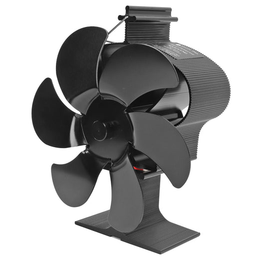 6 Blades Heat Powered Fireplace Fan Self Starting Eco Friendly Wood Stove Fan LT380 Black 152mm Diameter V1294-YM3113220263211-0421