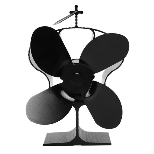 4 Blades Heat Powered Stove Fan High Temperature Resistance Self Starting Fireplace Fan Black Diameter 152mm V1294-YM3113220263311-0421