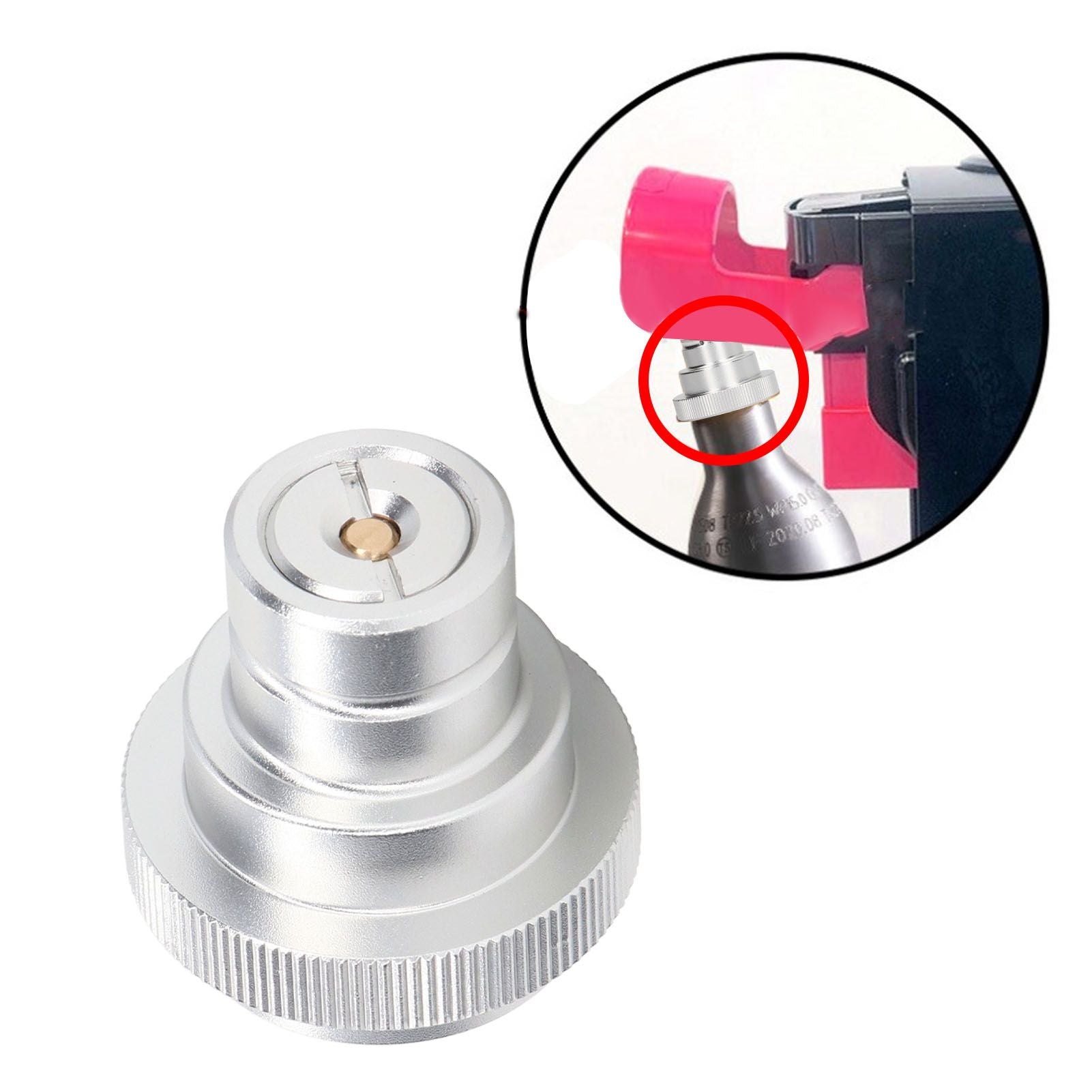 Soda Water Adapter for DUO for Terra for Art Gas Cylinder Inflation Quick Release Conversion Head Silver V1294-YM3113220266511-0421