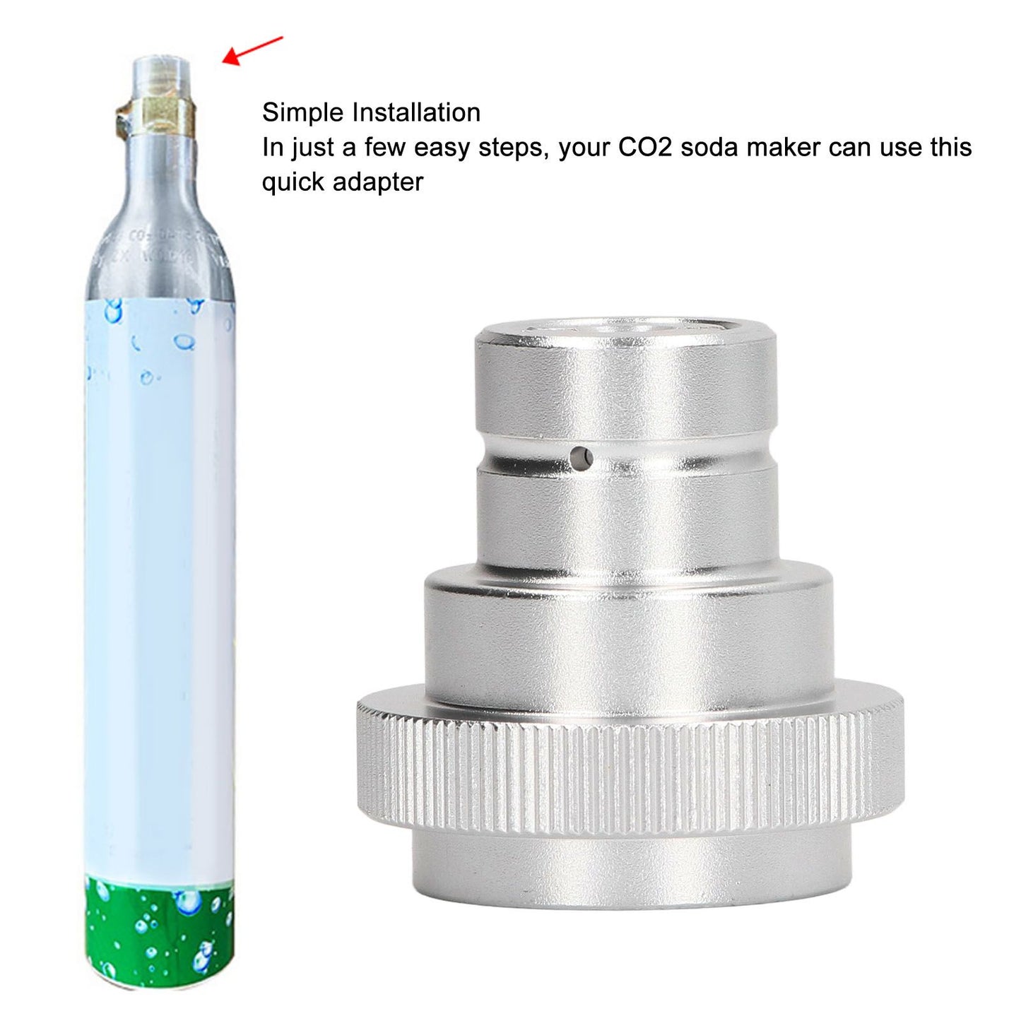 Soda Water Adapter for DUO for Terra for Art Gas Cylinder Inflation Quick Release Conversion Head Silver V1294-YM3113220266511-0421