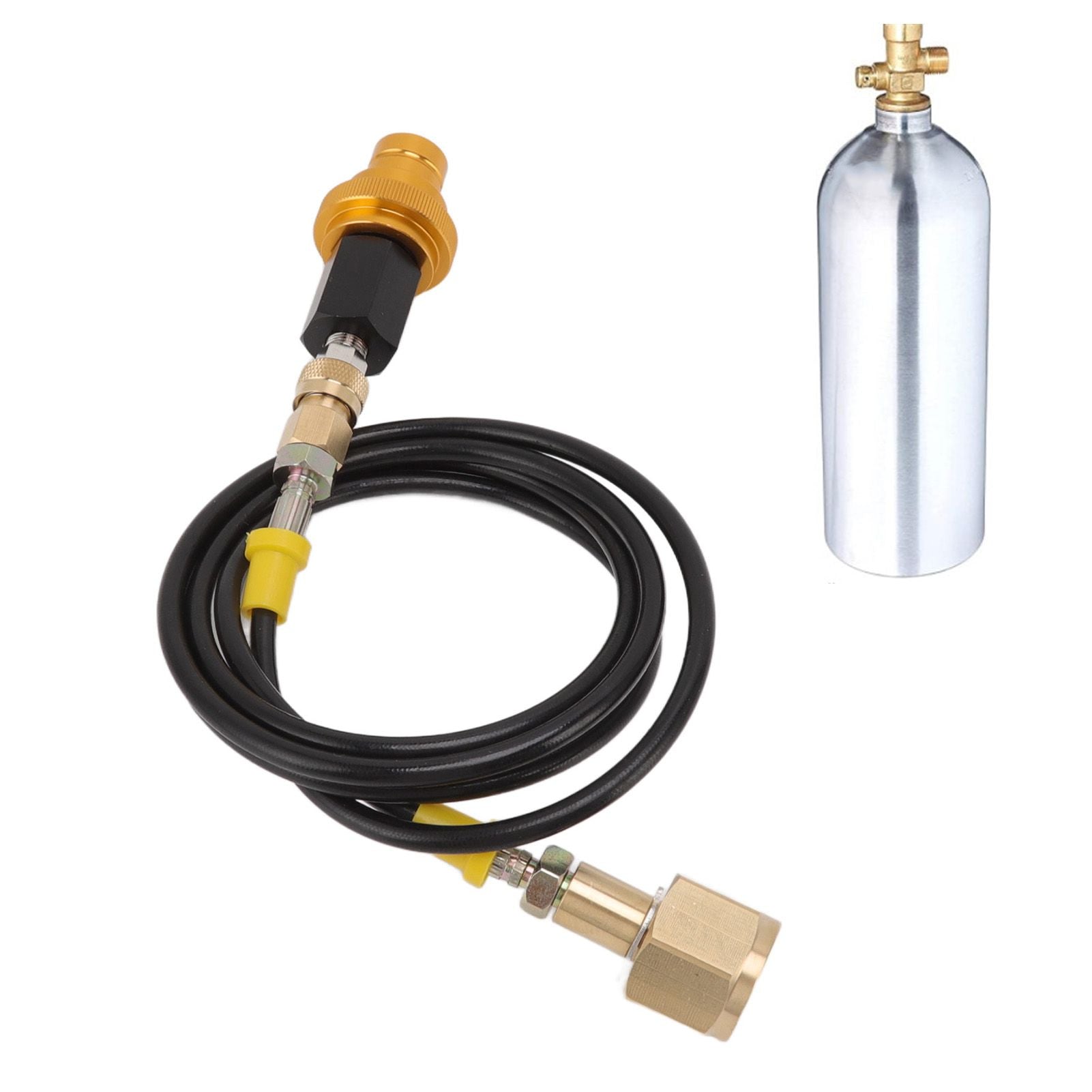 Soda Machine Adapter Hose Kit 1.5m Black Soda Adapter Hose with Gold Quick Adapter CO2 Tank Refill Adapter V1294-YM3113220267711-0421