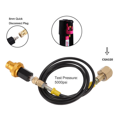 Soda Machine Adapter Hose Kit 1.5m Black Soda Adapter Hose with Gold Quick Adapter CO2 Tank Refill Adapter V1294-YM3113220267711-0421