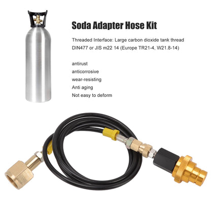 Soda Machine Adapter Hose Kit 1.5m Black Soda Adapter Hose with Gold Quick Adapter CO2 Tank Refill Adapter V1294-YM3113220267711-0421