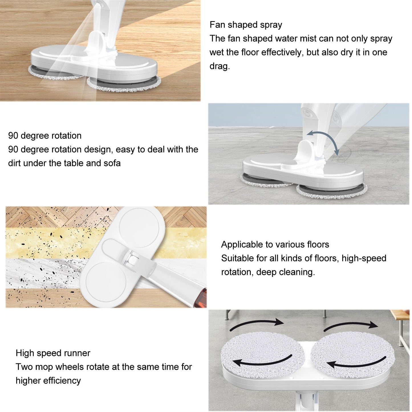Multifunctional Electric Floor Mop USB Charging Cordless Electric Mop for Floor Cleaning V1294-YM3113220267811-0421