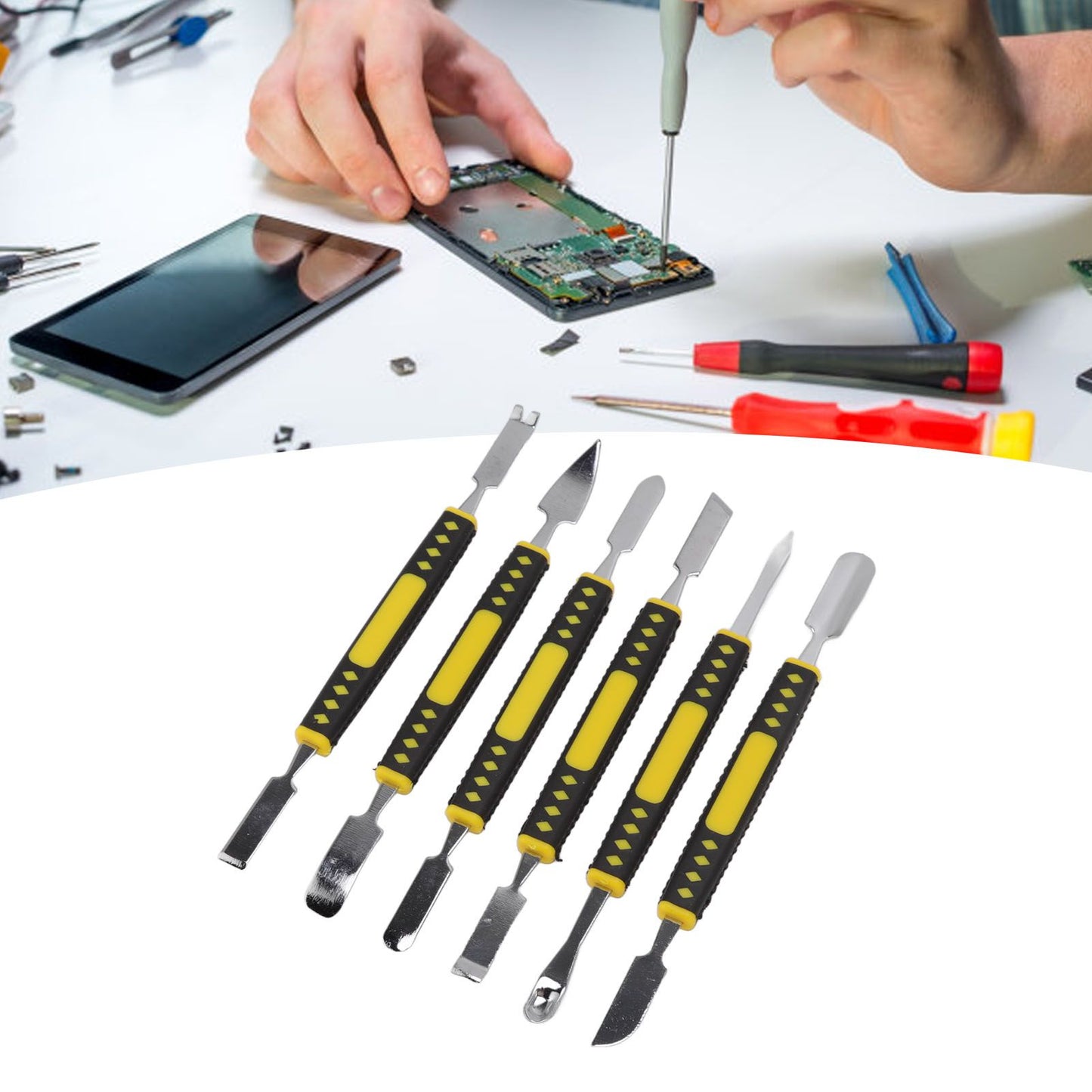 6Pcs Spudger Opening Pry Tool ABS Handle Alloy Steel Bar for Electronic Maintenance V1294-YM3114220078811-0421