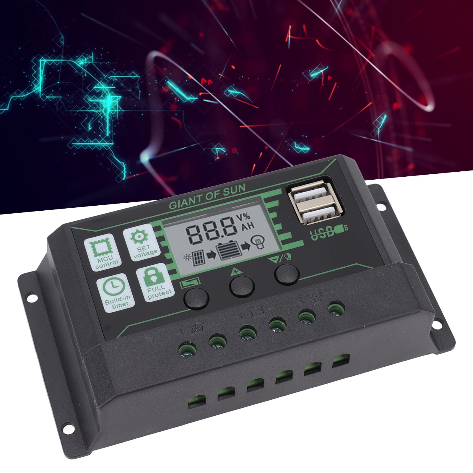 Solar Charge Controller Dual USB Automatic Identification PWM PV Panel Charger for Industry 5V 100A V1294-YM3114220081312-0421