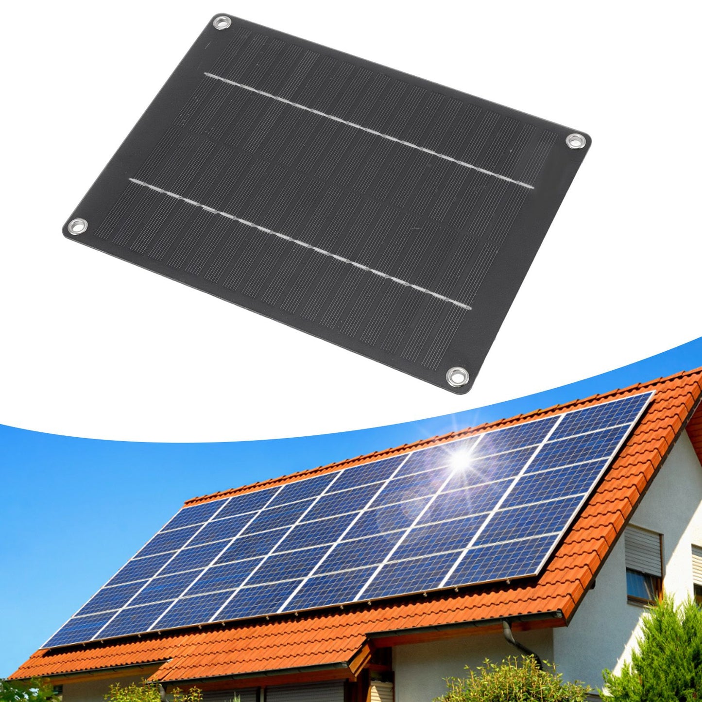Solar Panel 10W Portable Compact Thin Waterproof Flexible Solar Charging Panel for Car Home Boat 23x17cm V1294-YM3114220081411-0421