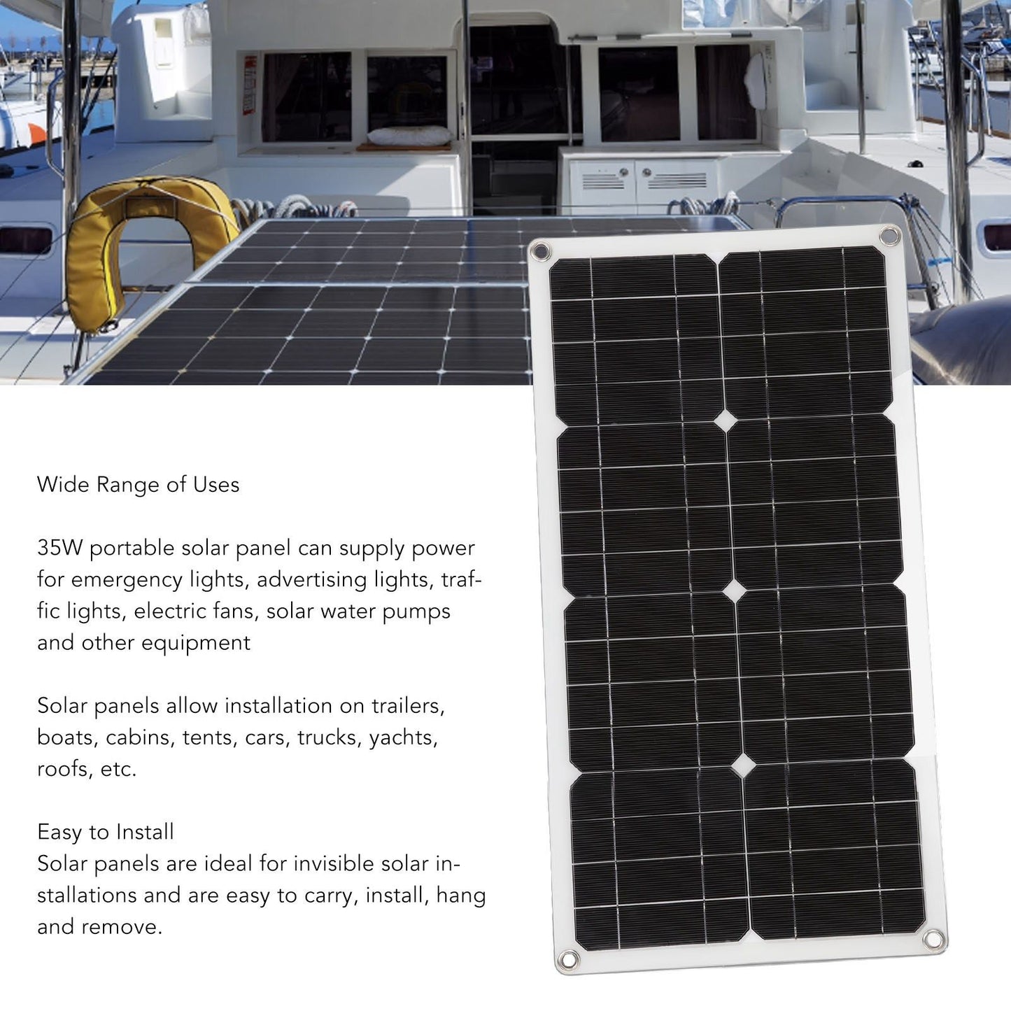 35W Solar Panel Portable USB Solar Panel Charger with Lightweight Thin Design for Vehicles Boats V1294-YM3114220081711-0421
